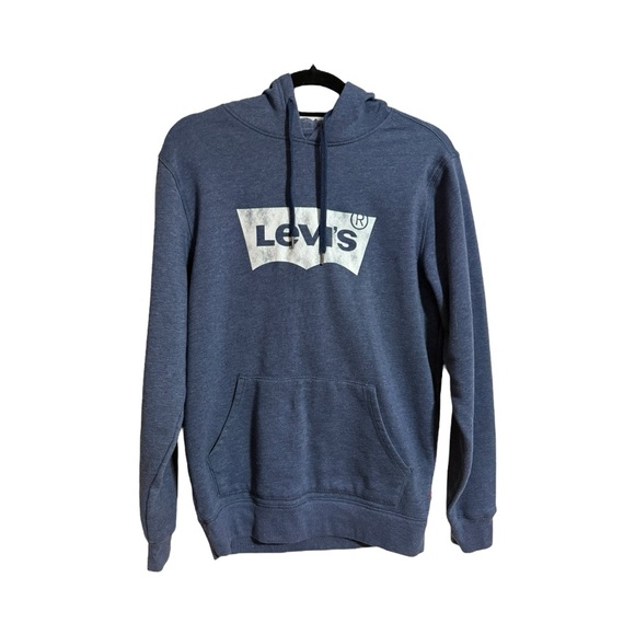 Levi's Small Women's Graphic Logo Long Sleeve Hoodie Navy Blue - Picture 1 of 10